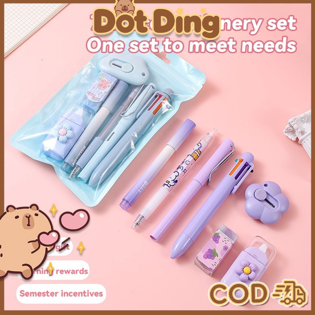 

Tertarik DOTDING 7PieceSet Atk Kantor Pulpen Stabilo Pengjapus Tip Komplit Cutter Hadiah Sekolah Anak Set H566