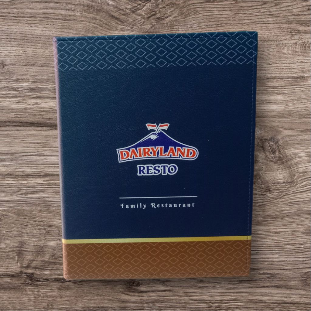 

BUKU MENU RESTO CAFE HOTEL CUSTOM LOGO PRINT BAHAN KULIT UKURAN A4