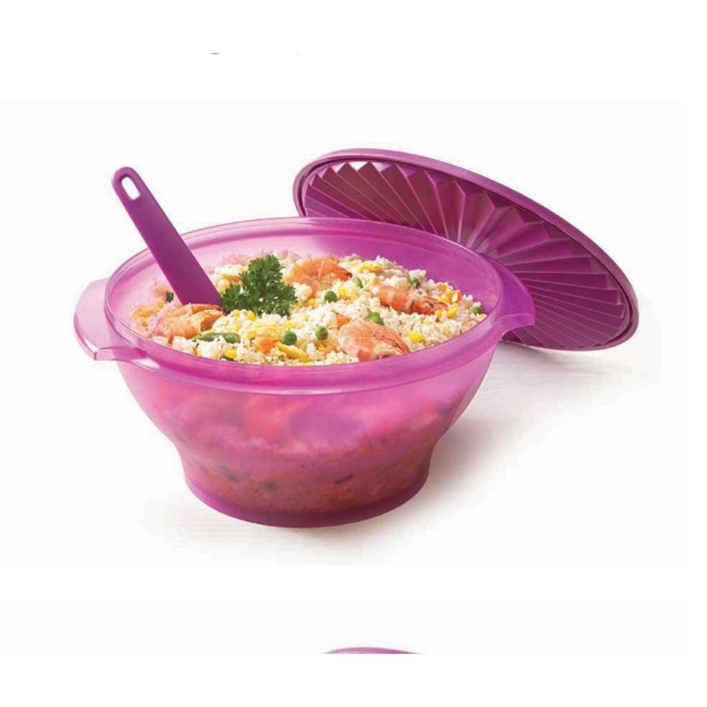 Large rice bowl tupperware / tempat penyimpanan makanan tupperware + spoon