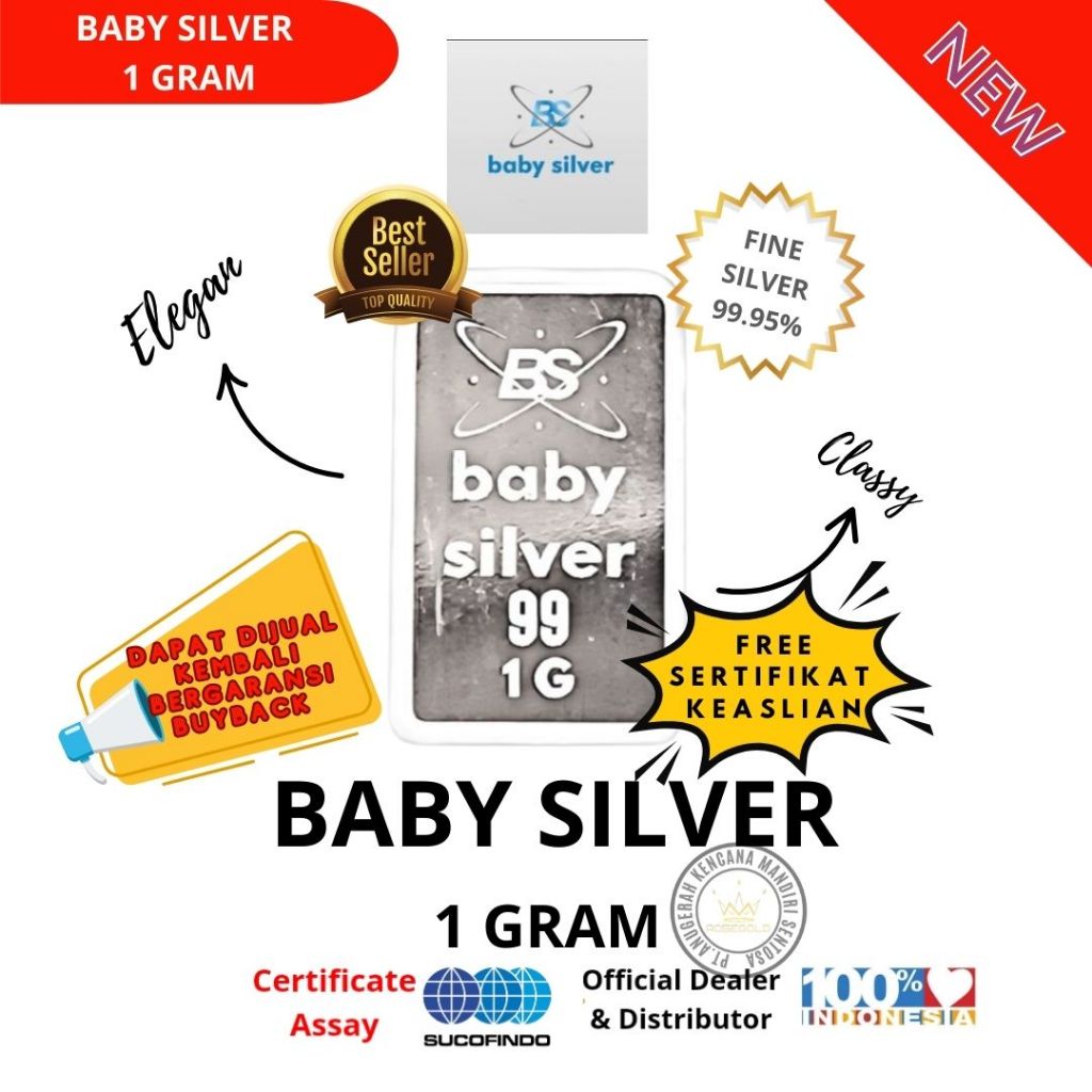 Baby Silver 1gram Perak Murni Asli Bersertifikat dan bisa dijual kembali