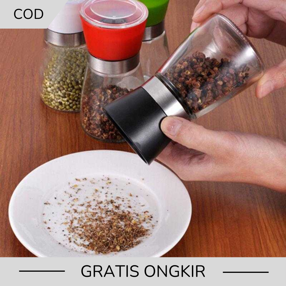 Grinder Lada Merica / Alat Penggiling Lada Manual Glass Pepper Grinder