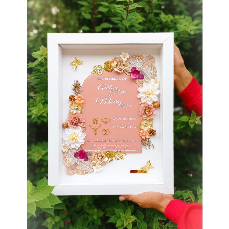 BINGKAI MAHAR 3D CUSTOM / FRAME 3D LIST GOLD / FRAME MAHAR/ HANTARAN PERNIKAHAN / MAHAR MURAH