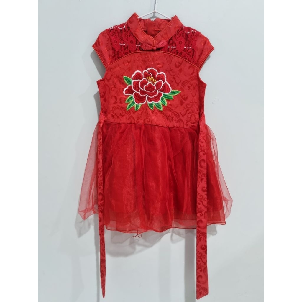 PRELOVED Dress Anak - Dress Anak Formal - Dress Anak Merah Maroon - Gaun Pesta Anak - Gaun Casual An