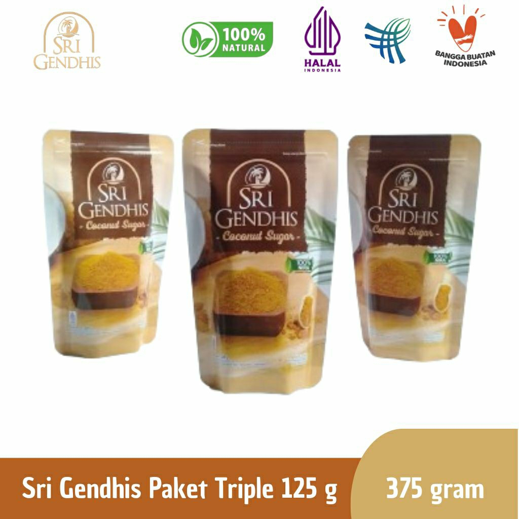

Gula Semut Kelapa Murni Organik / Coconut Sugar Sri Gendhis Paket Triple 125 gram