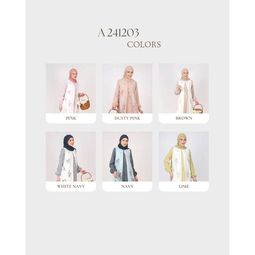 Dannis Abaya A241203 Pink DustyPink Brown Whitenavy Navy Lime Terbaru 2025
