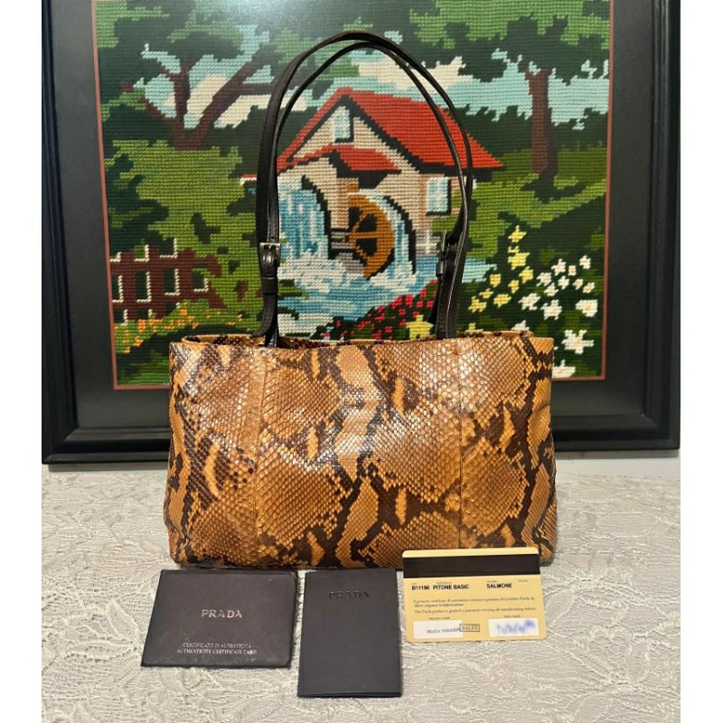 Tas Tote Prada Python Brown - Original Authentic