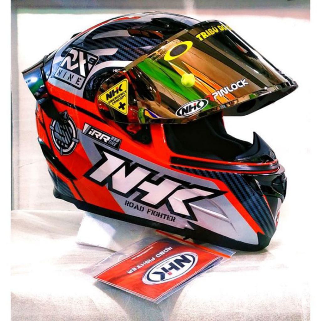 Helm Nhk Rx9 Racer Red Silver Double Visor Paket Ganteng