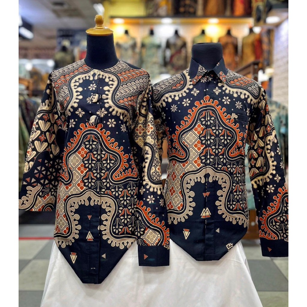 Baju batik tunik wanita / kemeja batik pria couple puring trikot