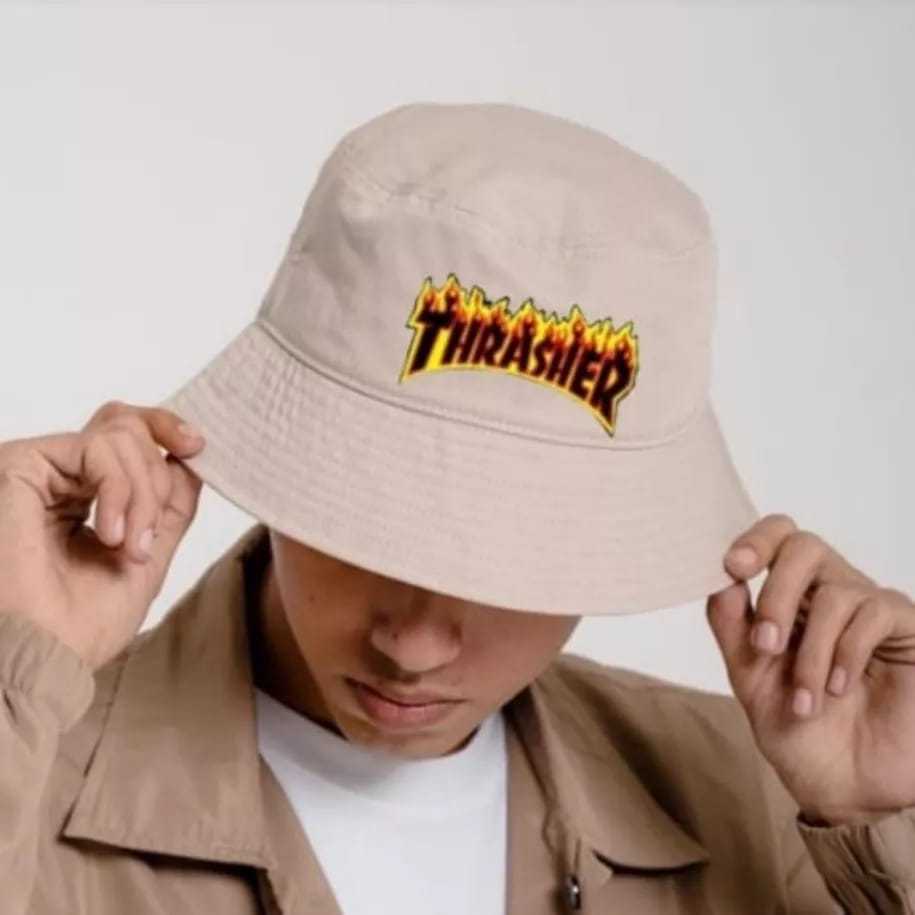 Topi Bucket Terbaru 2025 Hat Bordir TRASHER- Pria Dan Wanita With Topi Bucket TRASHER Kekinian (COD)