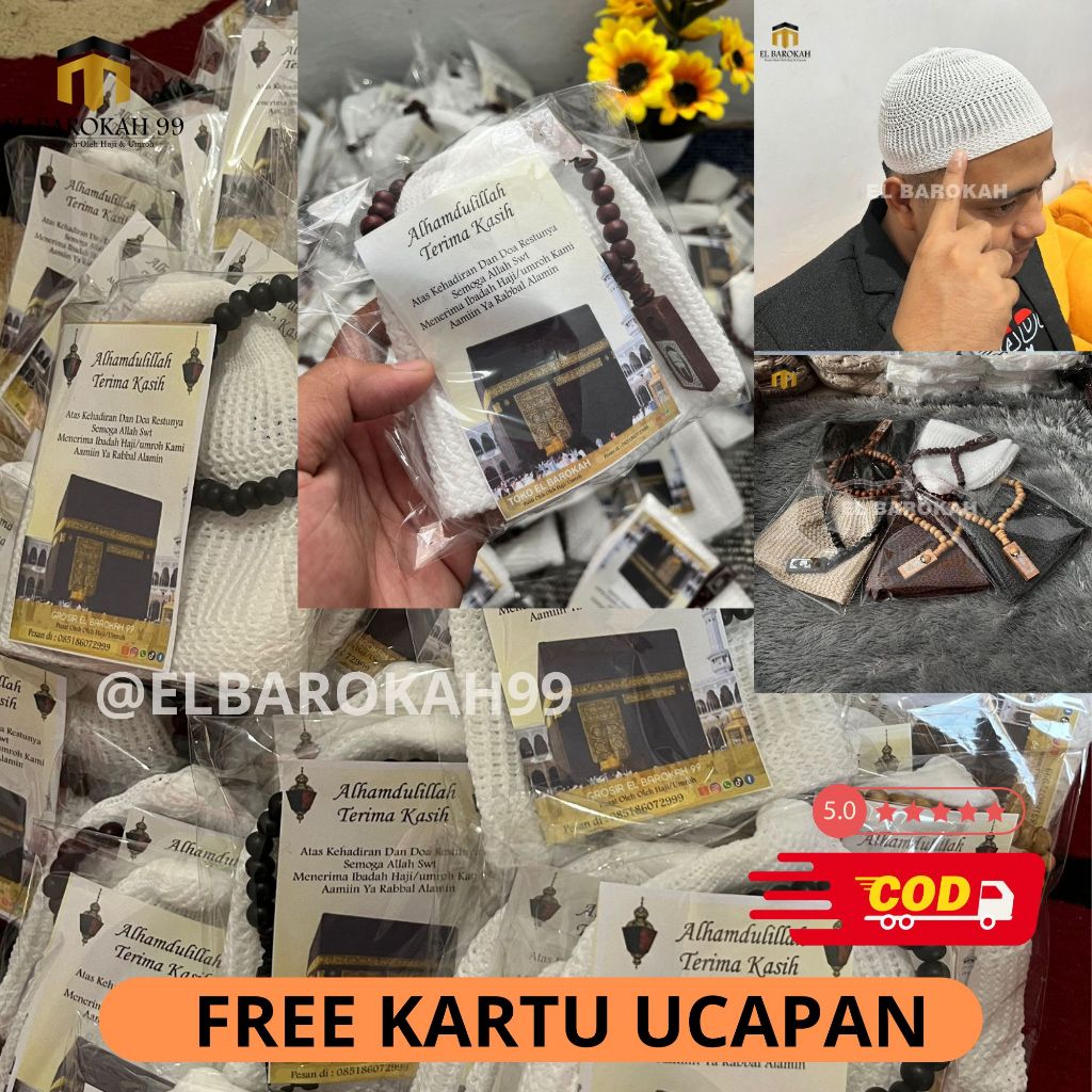 ELBAROKAH99 [Paket] Peci Tasbih Sauvenir Tahlilan / Peci Rajut Souvenir Tahlilan 1000 / Peci Tasbih 