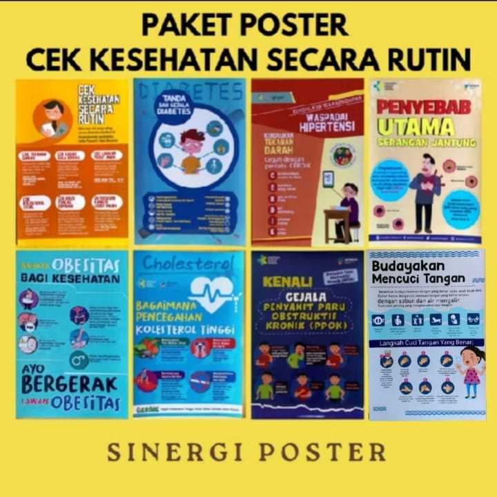 Paket Poster Costum | Paket 8 Poster Cek Kesehatan Rutin | Poster Kesehatan Kemenkes