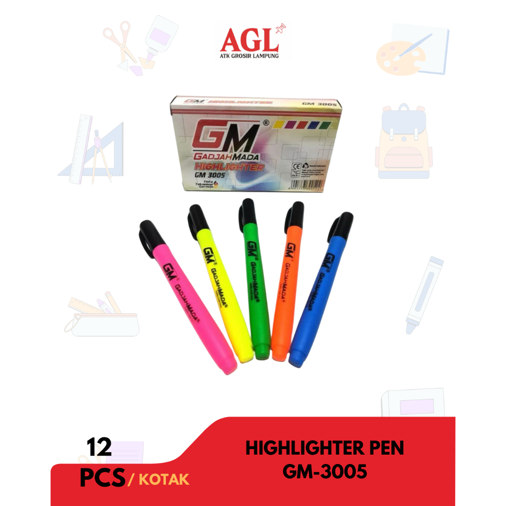 

GADJAH MADA - (12pcs) Highlighter Pen GM - 3005 - Grosir