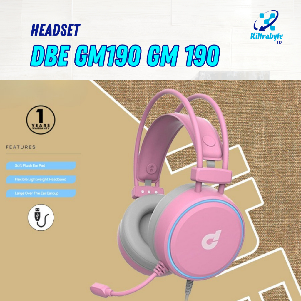 Headset dbE GM190 GM 190 7.1 Virtual Surround - USB - Gaming - Garansi - PINK