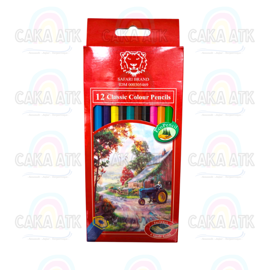 

[ 1 SET 12 Warna ] Pensil Warna Panjang Safari / Classic Colour Pencils 12 C/ Pensil Warna 12 warna