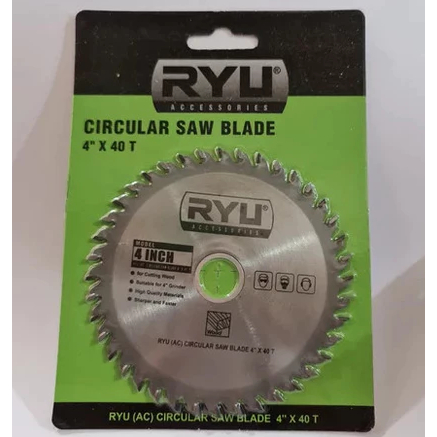 Mata Pisau Kayu RYU Circle Circular Saw 4 Inch 40T Wood Circular Blade Saw Mata Pisau Mesin Potong G