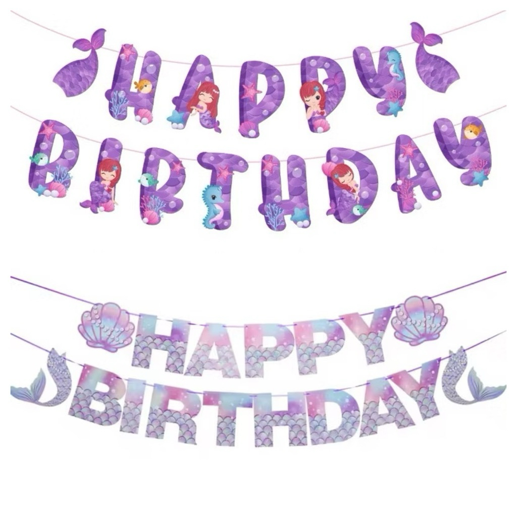 BANNER HAPPY BIRTHDAY KARAKTER MERMAID