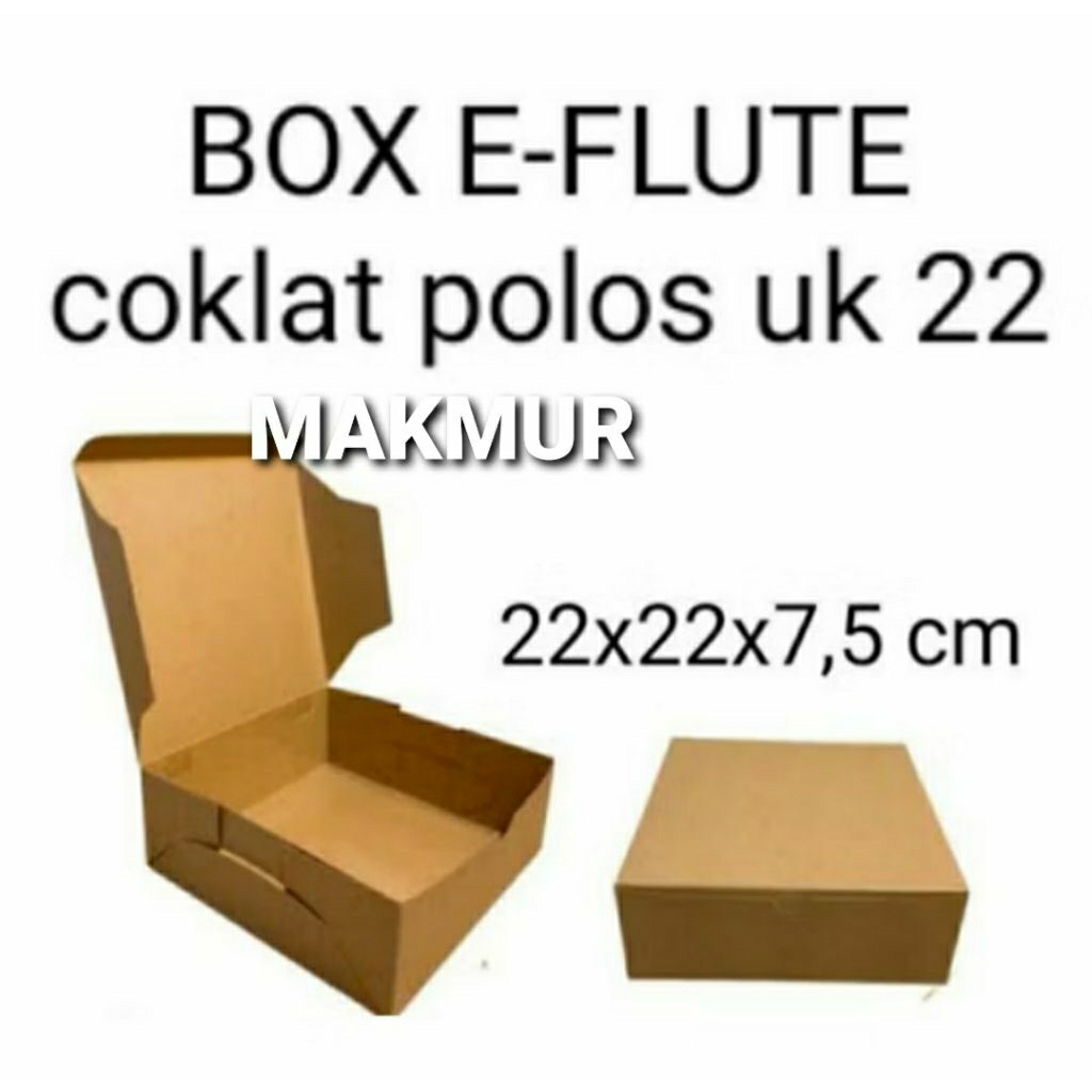 

KARDUS BOX E-FLUTE / KOTAK MAKAN/ KOTAK TEBAL COKELAT POLOS ( 22X22X7.5cm)