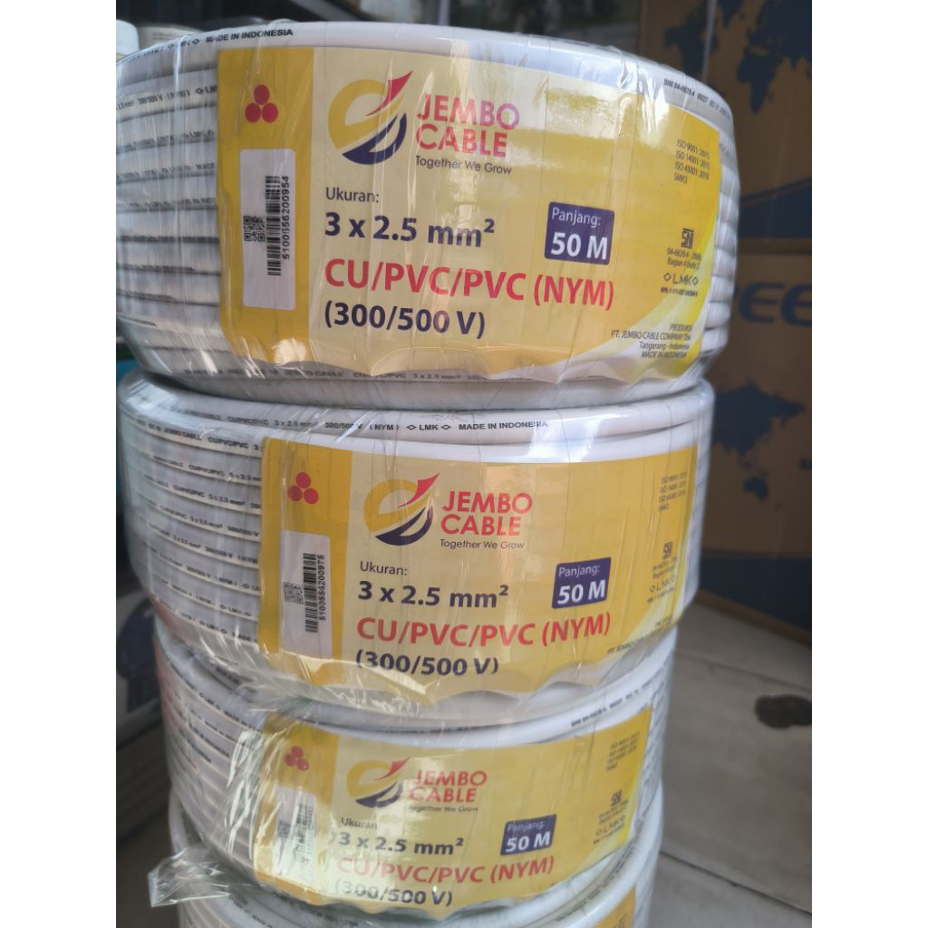 Kabel 3 x 2.5 merk Jembo ( kawat tembaga ) harga / roll