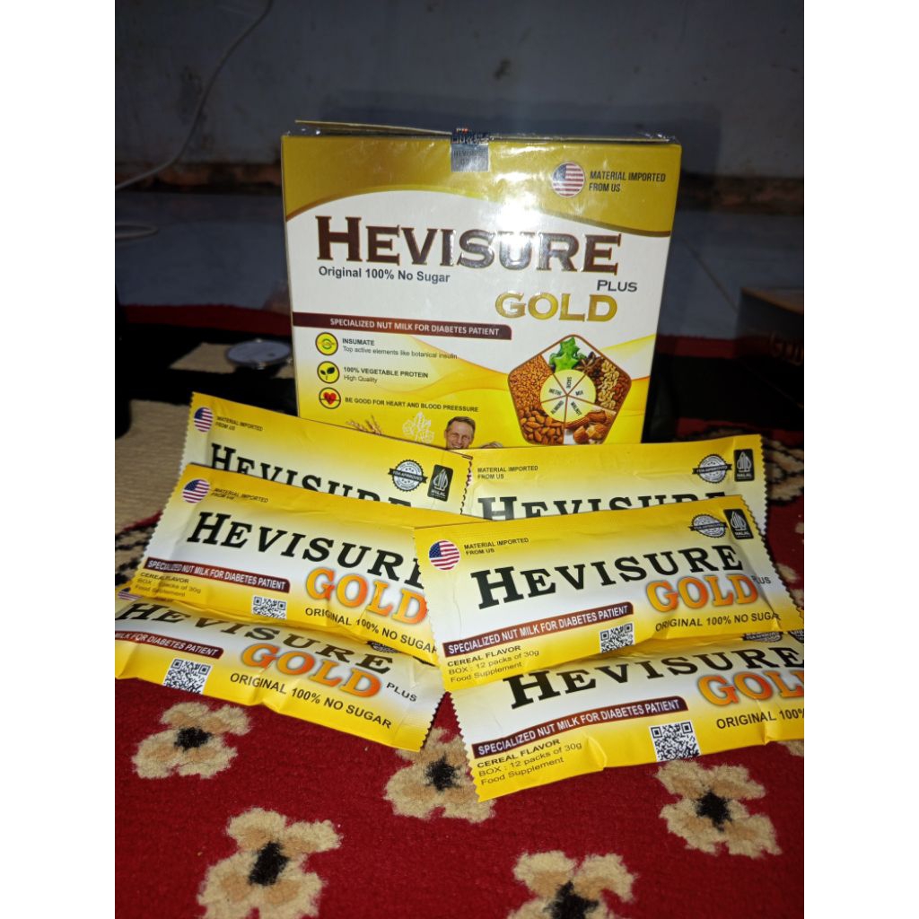 

[ PROMO 5 BOX ] HEVISURE GOLD Original Asli Milk Susu Diabetes USA BPOM | 1 BOX 12 Sachet Terbaik