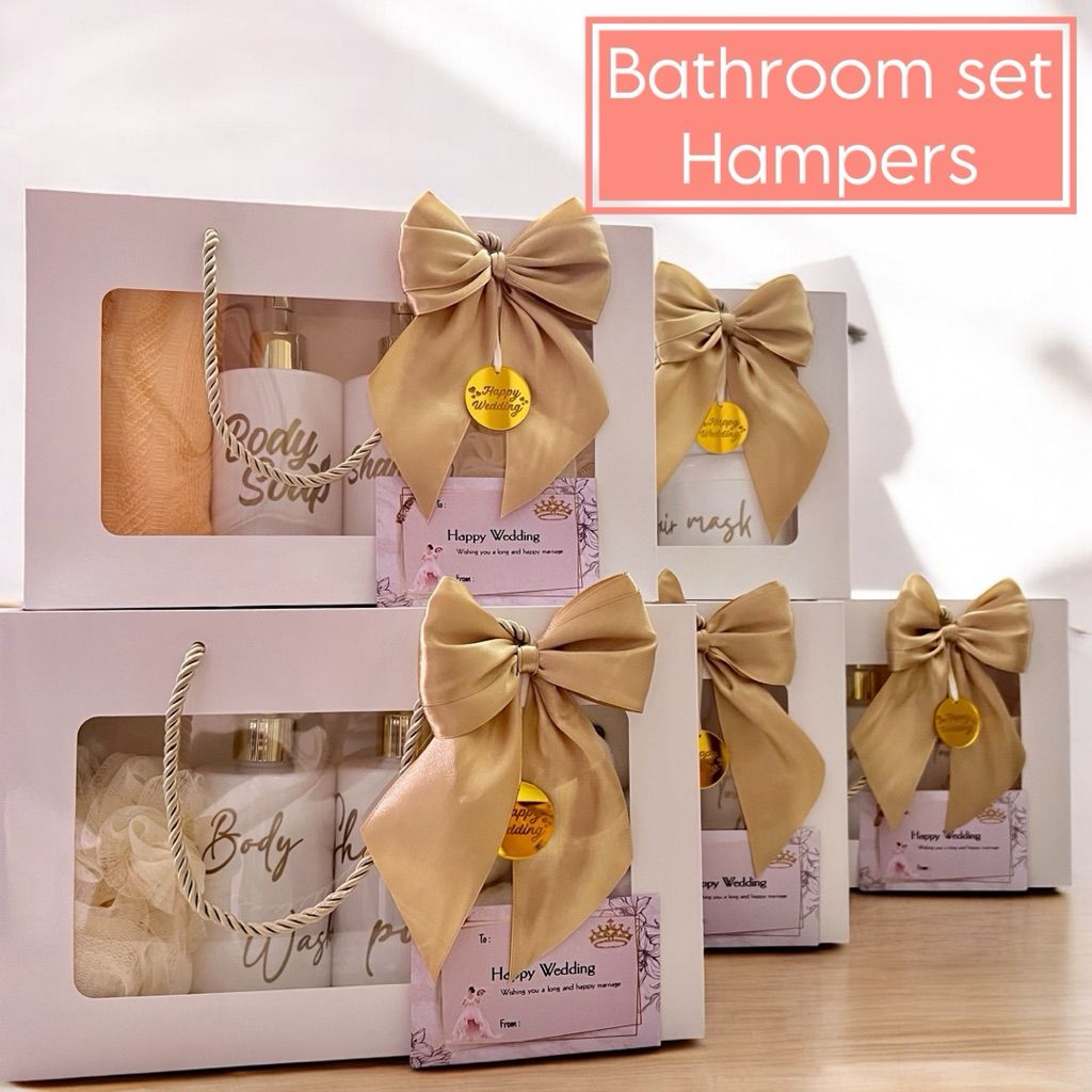 

Hampers WEDDING PAPERBAG PUTIH kado pernikahan perlengkapan mandi set tempat sabun cair aesthetic