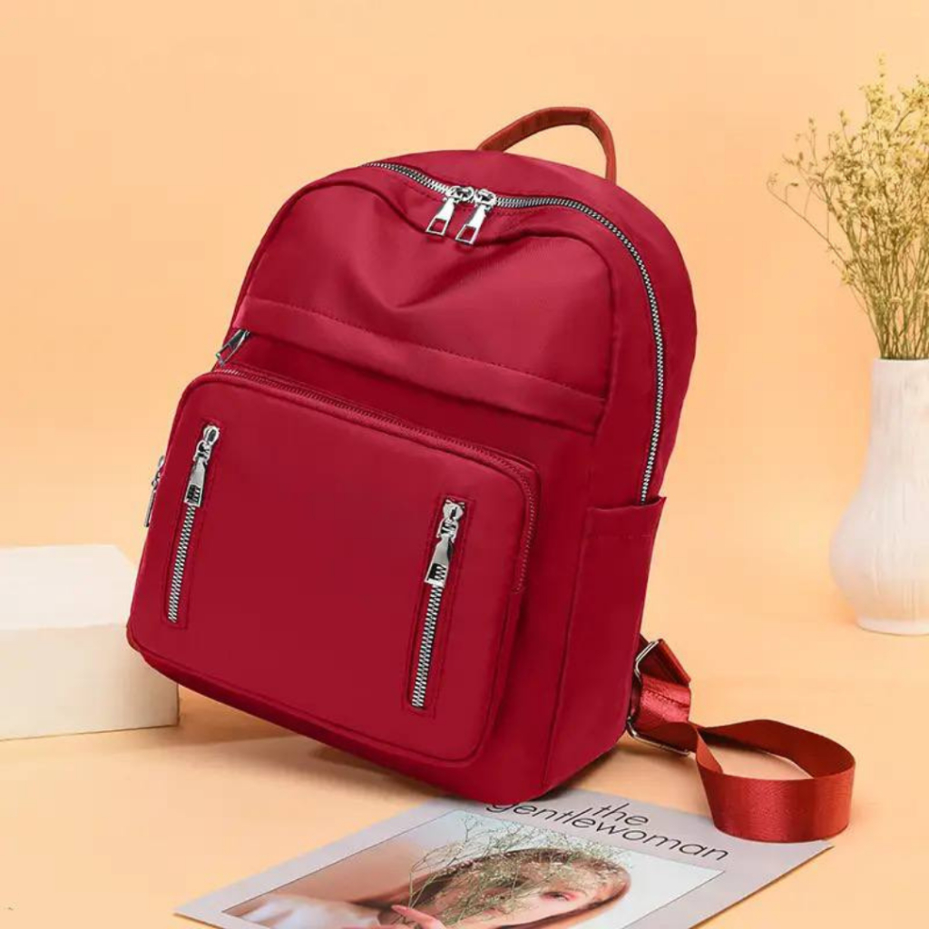 Ransel Wanita Warna Merah Marun Import Korean Style Tas Punggung Fashion Cewek Remaja Kekinian