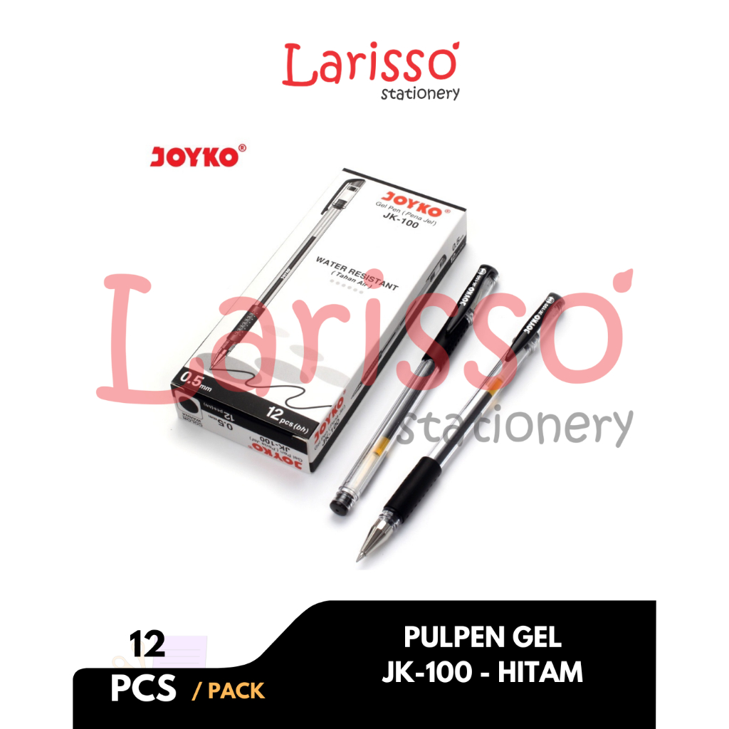 

JOYKO –(Pcs) Pen Gel tinta JK-100/JK-100NT 0.5 mm warna Hitam dan Biru – Grosir per 1 lusin