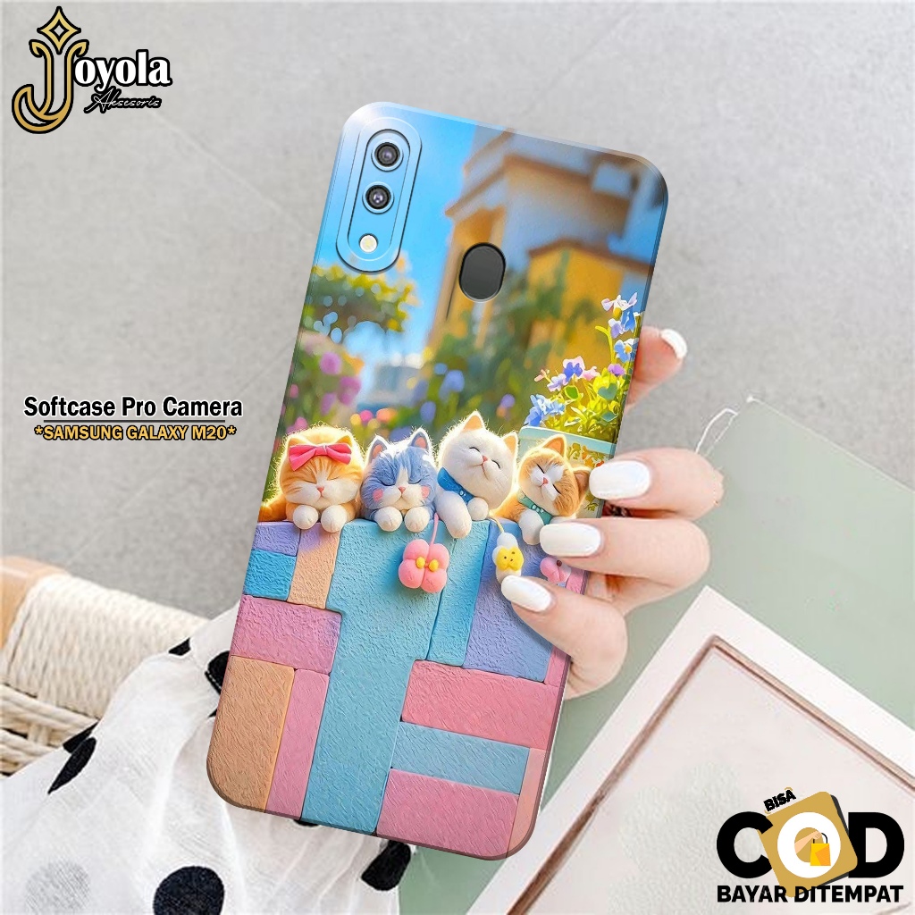 JOYOLA Case Samsung Galaxy M20 - Fahion Case Kartun - Softcase Samsung Galaxy M20 - Pro Camera - Cas