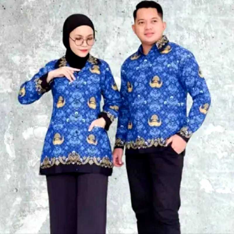 batik korpri kerah hitam terbaru full furing katun halus lengan dan kerah hitam. PAKAI FURING