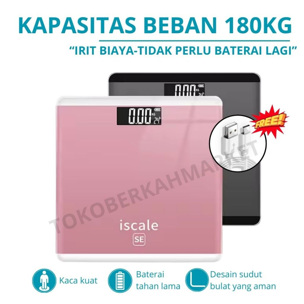 Timbangan Badan Digital Baterai Polos/Timbangan Badan Digital 180kg