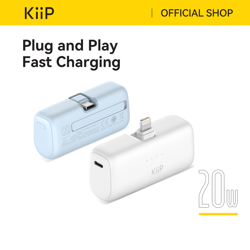 KiiP E61 Mini Power Bank Fast Charging PD 20W Type-C Lightning 5000mAh