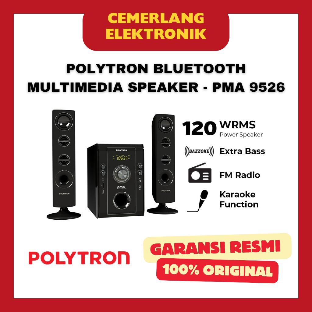 POLYTRON MULTIMEDIA BLUETOOTH SPEAKER PMA 9526 RADIO KAROKE / POLITRON PMA9526 GARANSI RESMI