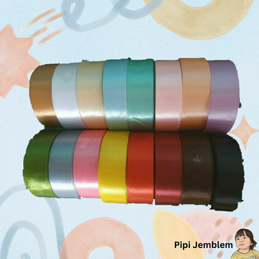 

pita kain satin besar warna lengkap komplit pita lebar 1 inc bucket bunga pita hampers bingkisan hadiah parcel