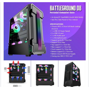 PC Gaming AMD Ryzen 5 5500 Vs GTX 1050ti 4GB LENGKAP LED 24"