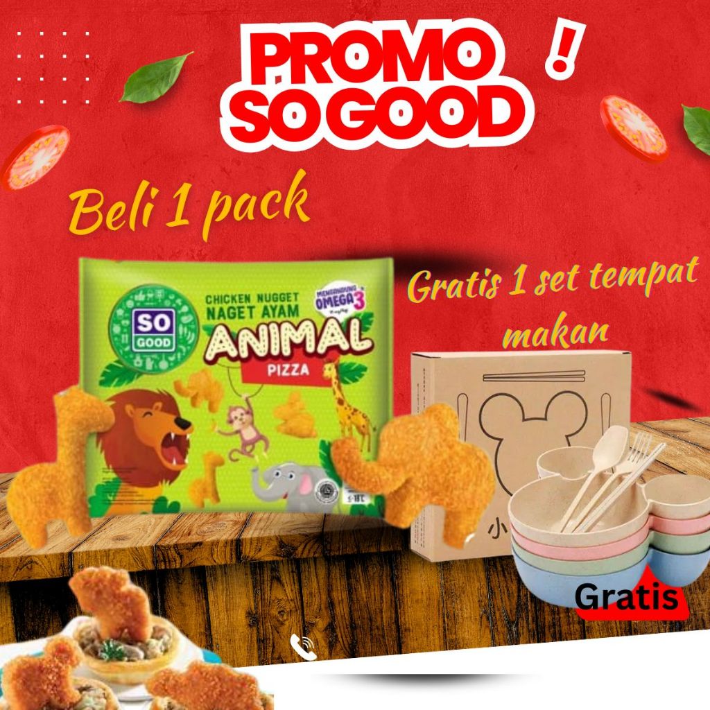 

SO GOOD CHICKEN NUGGET ANIMAL 400 GRAM FREE 1 SET TEMPAT MAKAN MICKEY