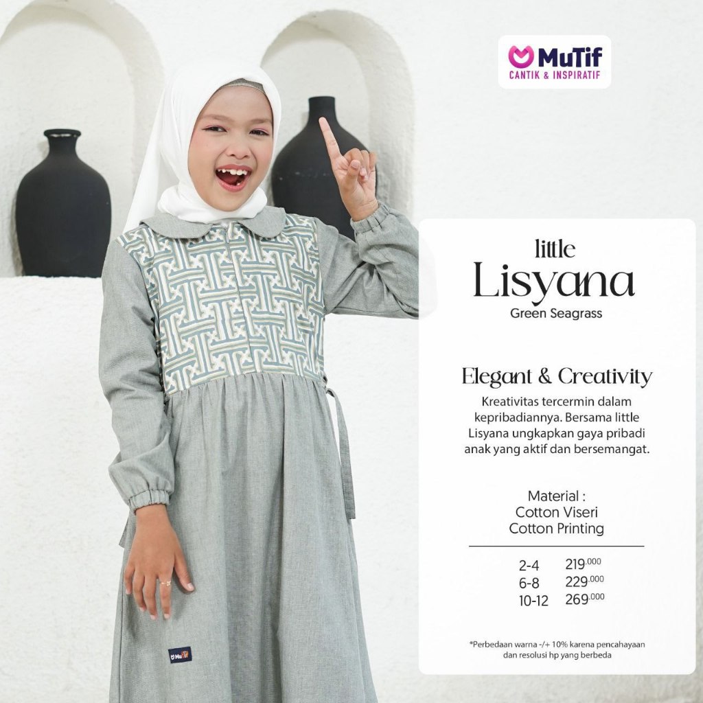 GAMIS ANAK MUTIF LISYANA / GAMIS ANAK MUTIF DISKON / LISYANA GAMIS ANAK GREEN SEAGRASS