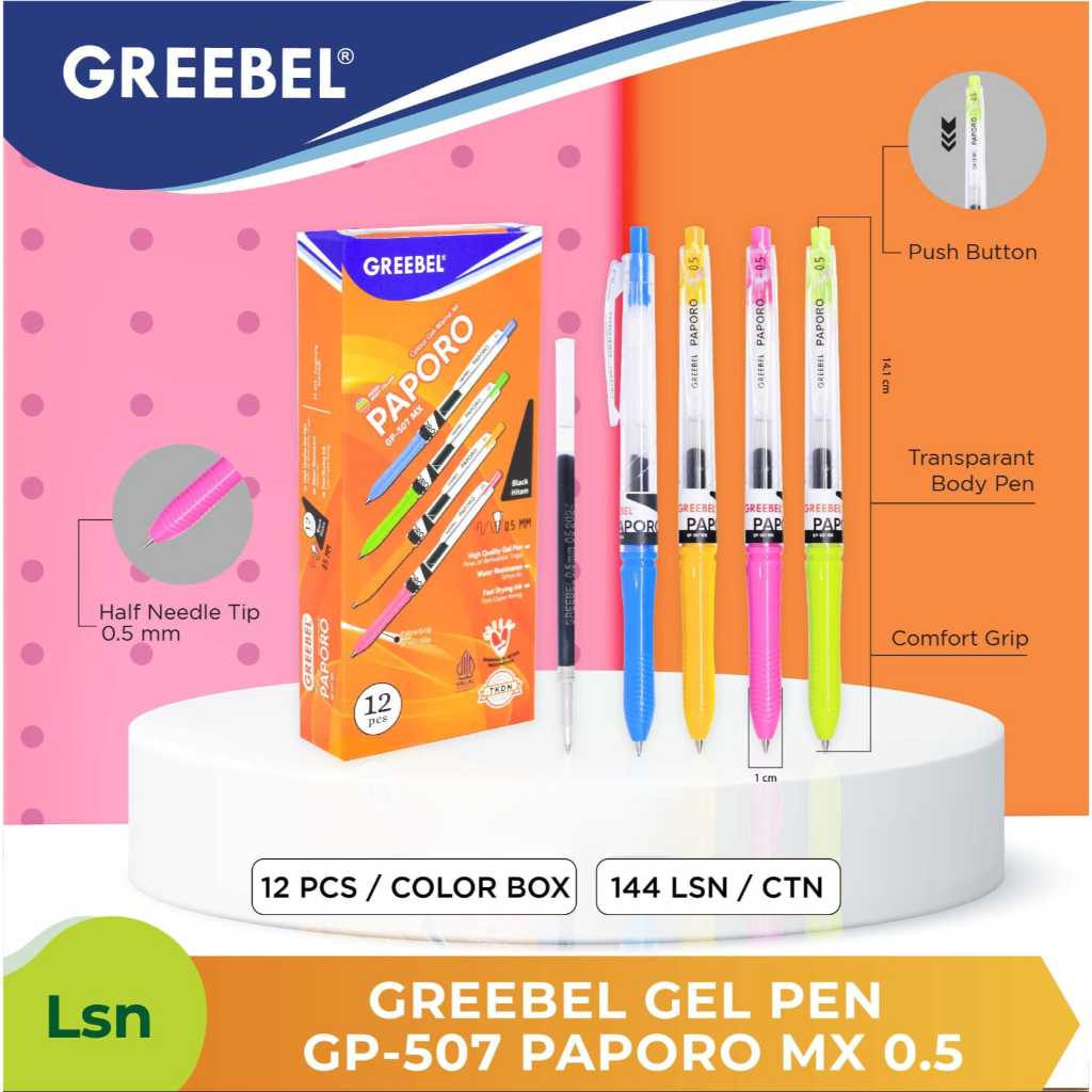 

PEN GEL GP-507 PAPORO 0,5 MX GREEBEL