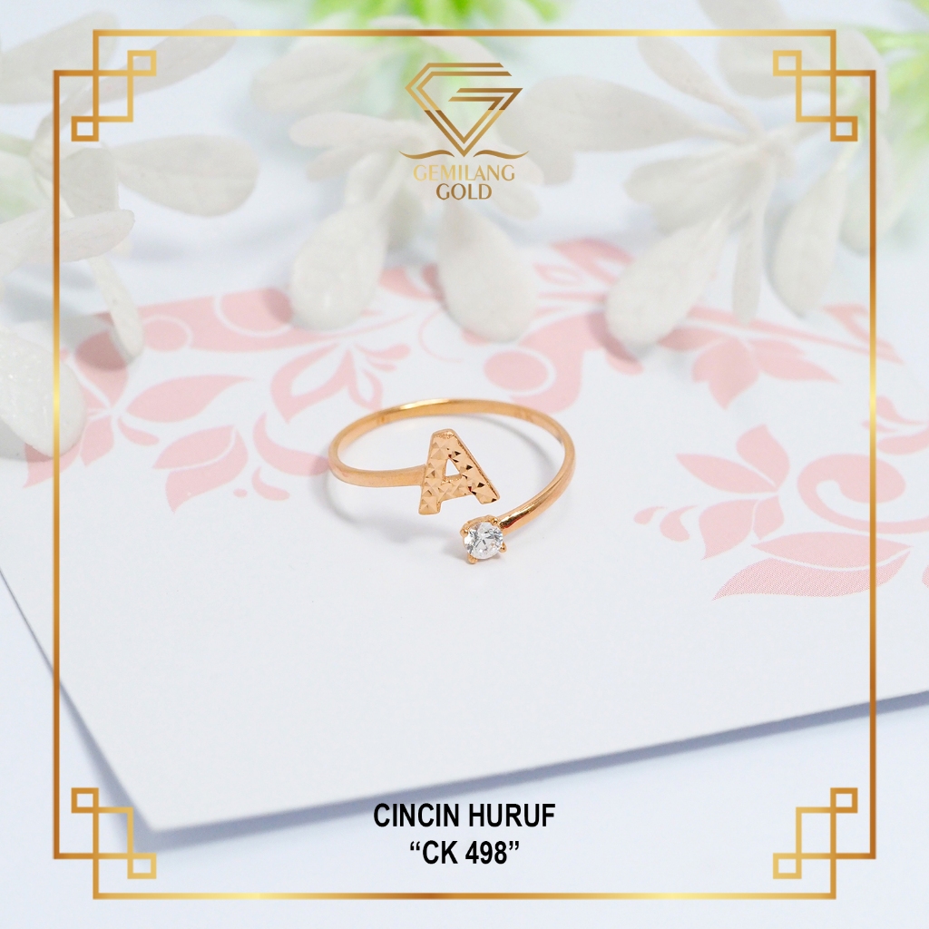 Cincin Huruf Alphabet Inisial Emas Kadar 8k/375 - Toko Emas Gemilang Gold