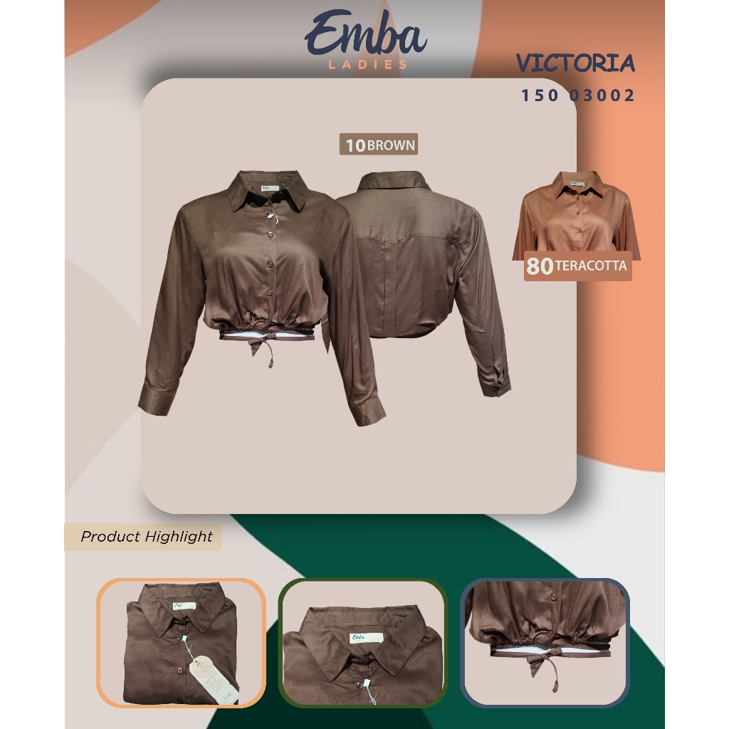 Emba Ladies - Victoria Kemeja Croptop Lengan Panjang Collection