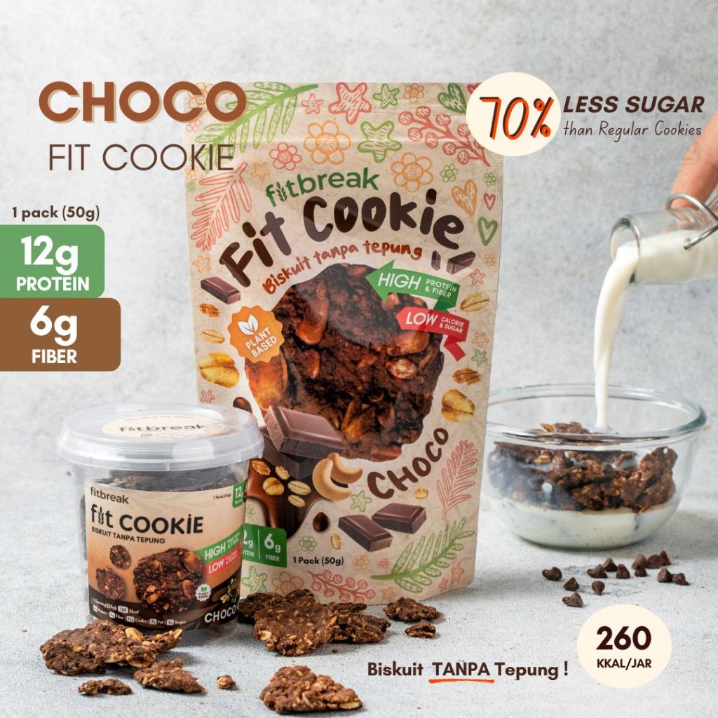

Choco Fit Cookie Tanpa Tepung Rendah Gula/ Healthy Snack/ Biskuit Sehat/ Biskuit Diet/ Oats Cookies