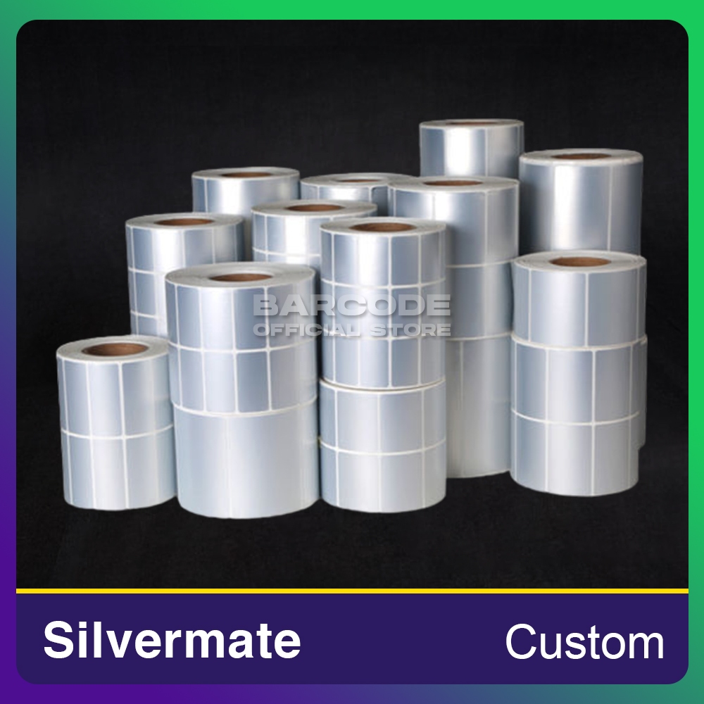 

Custom Label Barcode Putih Bahan Semicoated Thermal Yupo Silvermate
