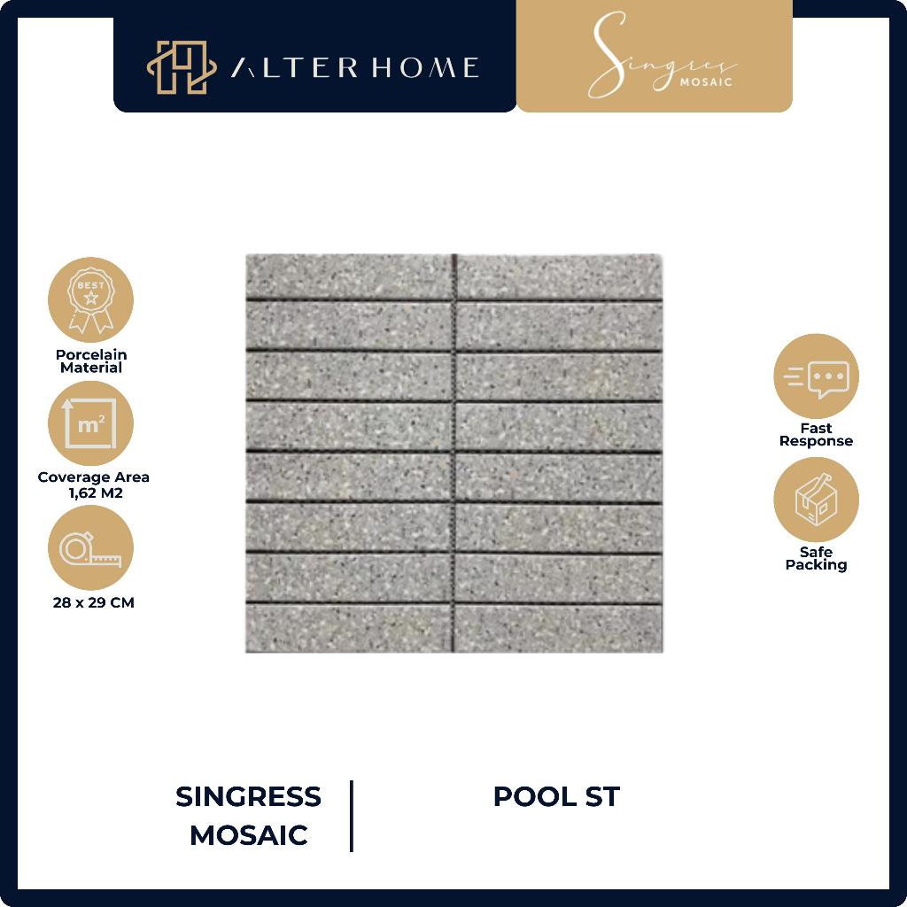 SINGRES MOSAIC TILES | DEKORASI KERAMIK | STONE STRIPE MATT | 28x298cm