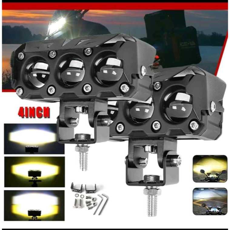 LAMPU TEMBAK SQL 3 MATA Lampu Sorot Laser Gun SQL 1 Mata 2 Mata 3 Mata 12Volt -24Volt Motor Mobil Bi