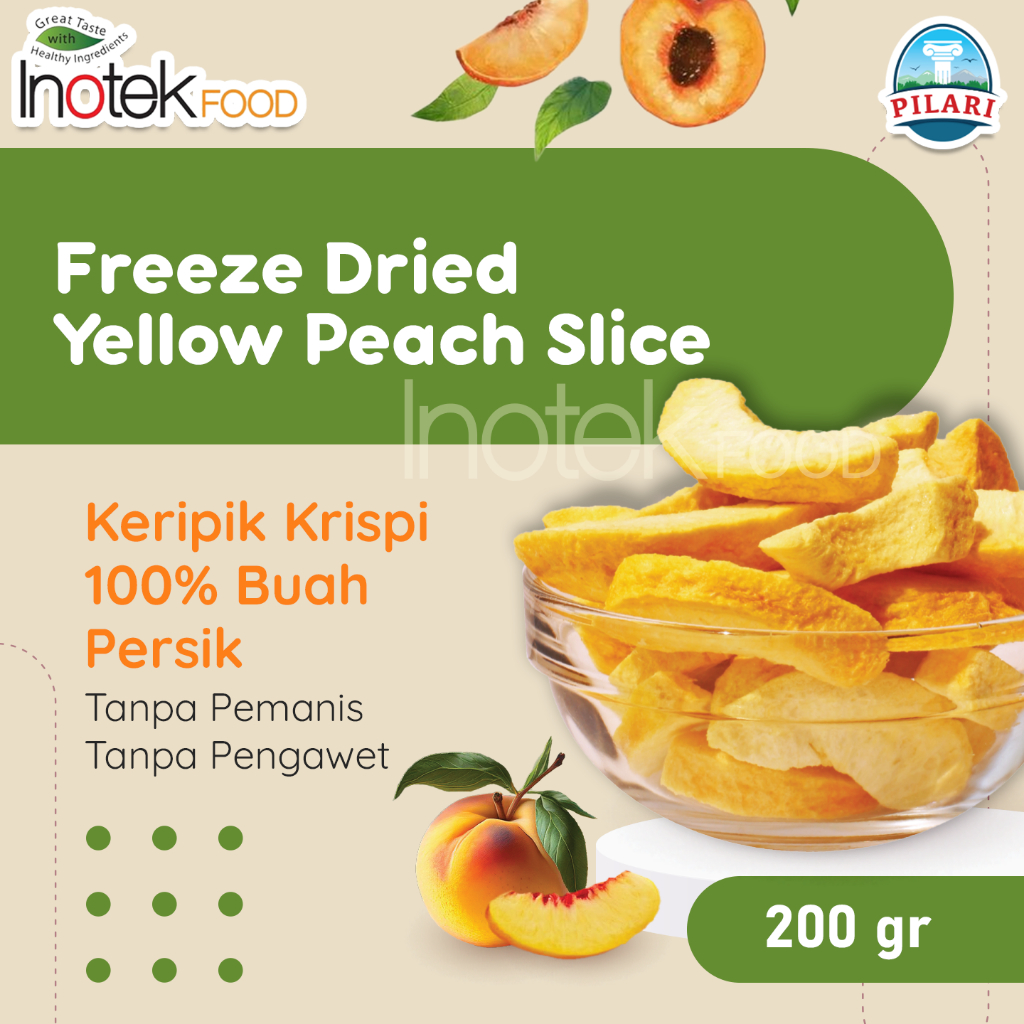 

FREEZE DRIED YELLOW PEACH SLICE @200GR - BUAH PERSIK KUNING IRIS ASLI