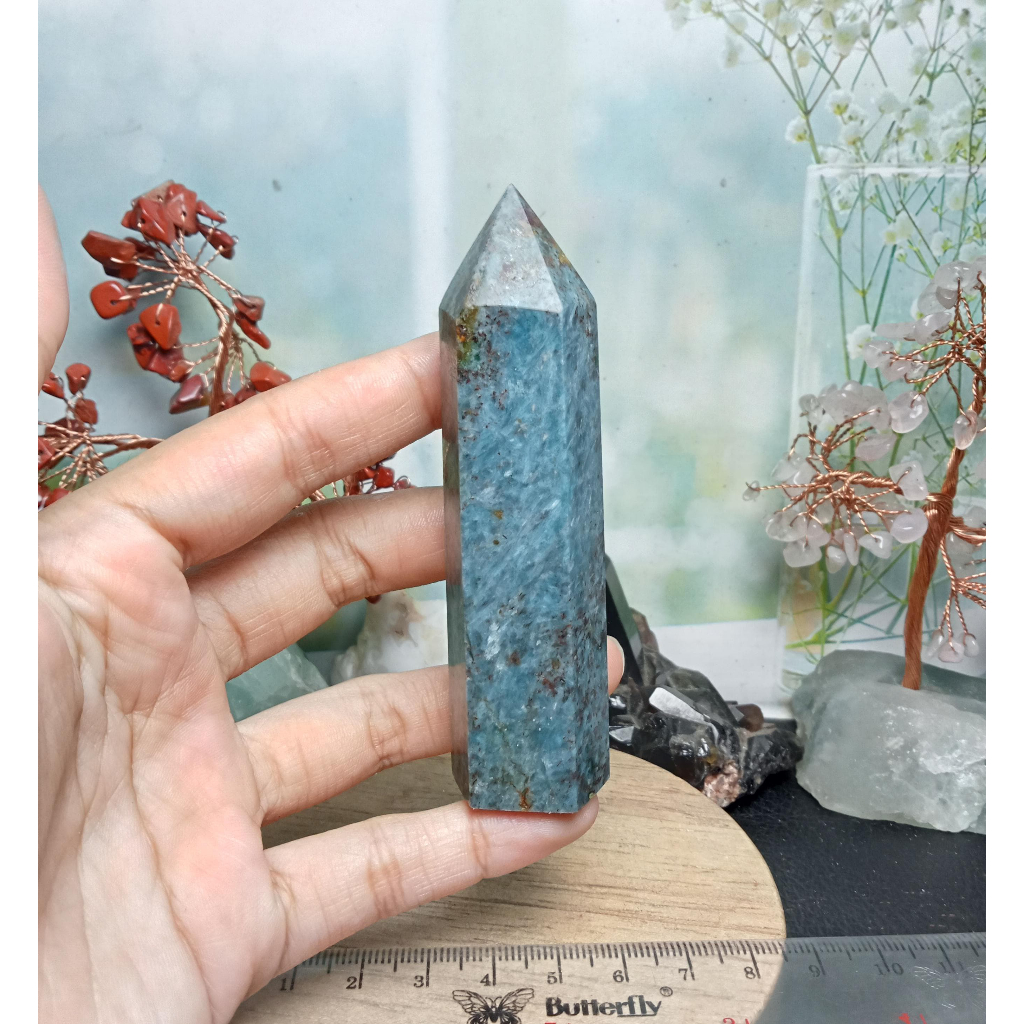 Natural Stone Tower Ruby With Kyanite Point UV Reactive (3)