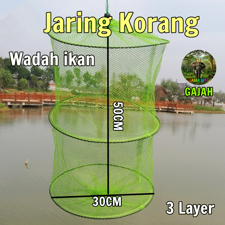 Jaring Korang Wadah ikan 2 & 3 Layer tempat Ikan bubu bulat Perangkap Ikan Jebakan Ikan Udang Lobste
