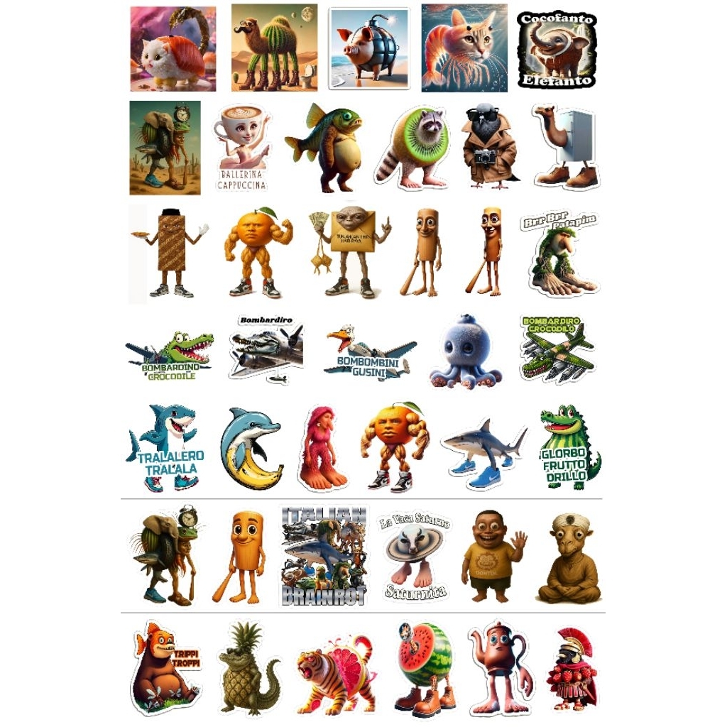 

TUNG TUNG SAHUR STICKER Set Isi 30pcs STIKER TEMPELAN STIKER VIRAL ANOMALI ITALIAN BRAINROAT
