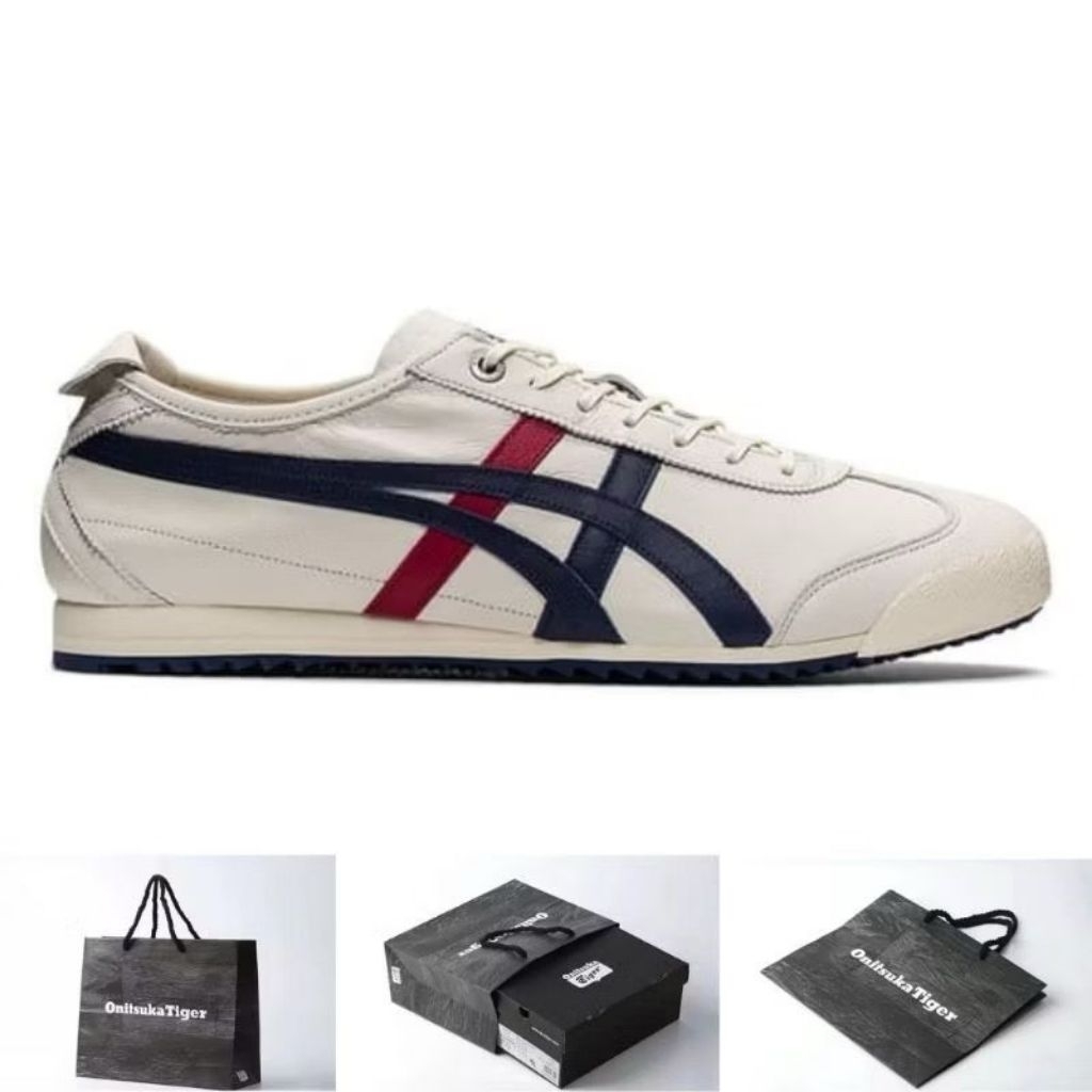 SEPATU ONITSUKA TIGER MEXICO 66 DELUXE CREAM BLUE RED