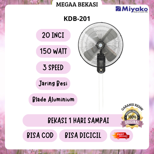 MIYAKO KIPAS ANGIN 20 INCI KDB-201 INDUSTRIAL WALL FAN GARANSI RESMI