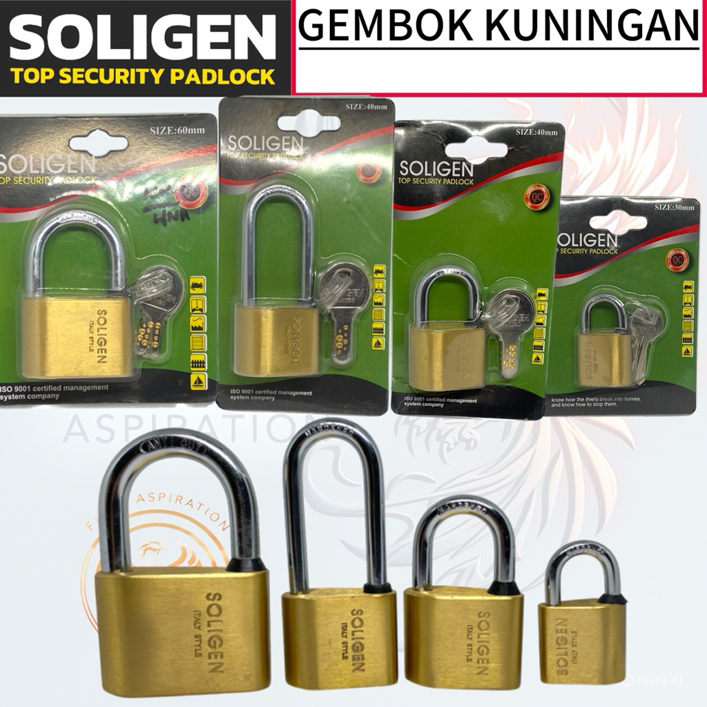 Gembok 60mm 40mm 30mm Panjang Pendek SOLIGEN KUNINGAN Gembok Rumah Gembok Pagar Gembok Bagus Gembok 