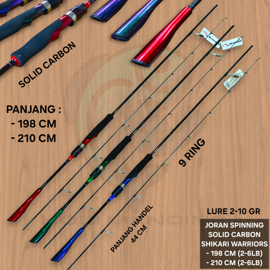 Joran Spinning Shikari Warriors 198cm 210cm / Joran Pancing Ultralight UL Shikari Warrior Solid Carb
